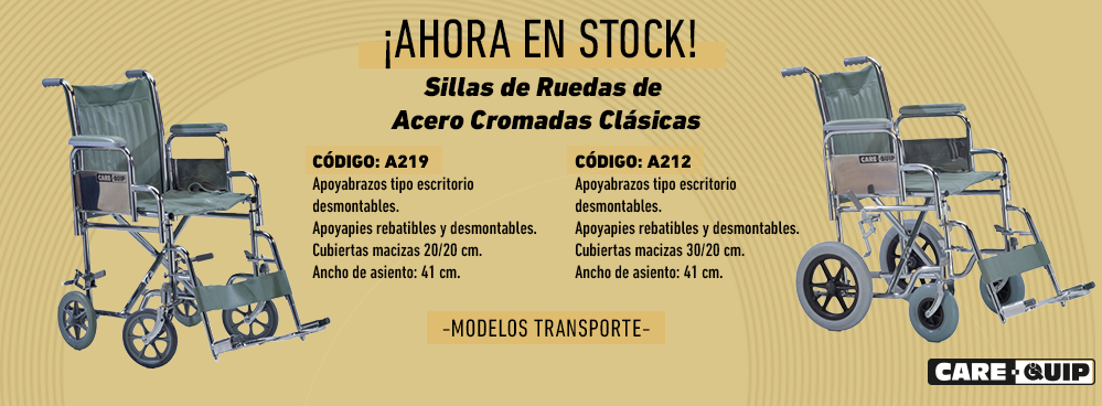 AHORA EN STOCK !!! SILLAS DE RUEDAS DE ACERO CROMADAS - MODELO TRANSPORTE !!!